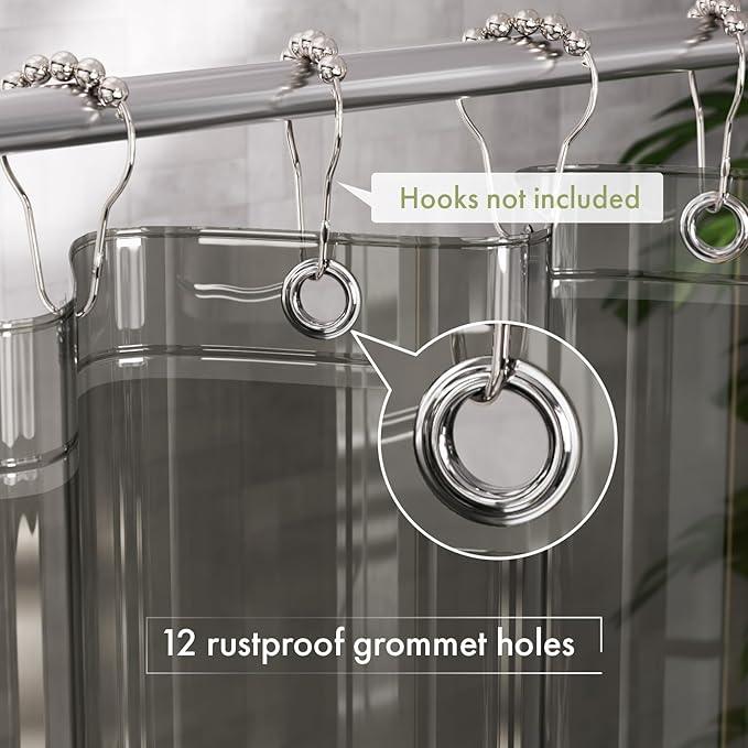 AmazerBath Transparent Black Shower Curtain Liner, 72x72 Shower Liner, Lightweight Plastic Shower Curtain Liners, Cute Waterproof Shower Liner for Bathroom with 3 Magnets and 12 Grommet Holes - ModernBath