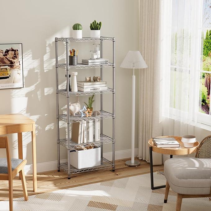 5 tire Shelves Storage Wire Shelving Unit Metal Shelf Adjustable Organizers Storage Shelving with Wheels for Bathroom Laundry Room Kitchen Pantry12”D x 22”W x 69”H Silver - ModernBath