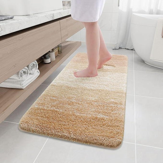 Arotive Microfiber Bathroom Rugs, Shaggy Soft and Absorbent Bath Rug, Non-Slip, Thick Plush Machine Washable Dry Bath Mats for Bathroom, Tub and Shower, 47x20, Beige, Rectangular - ModernBath