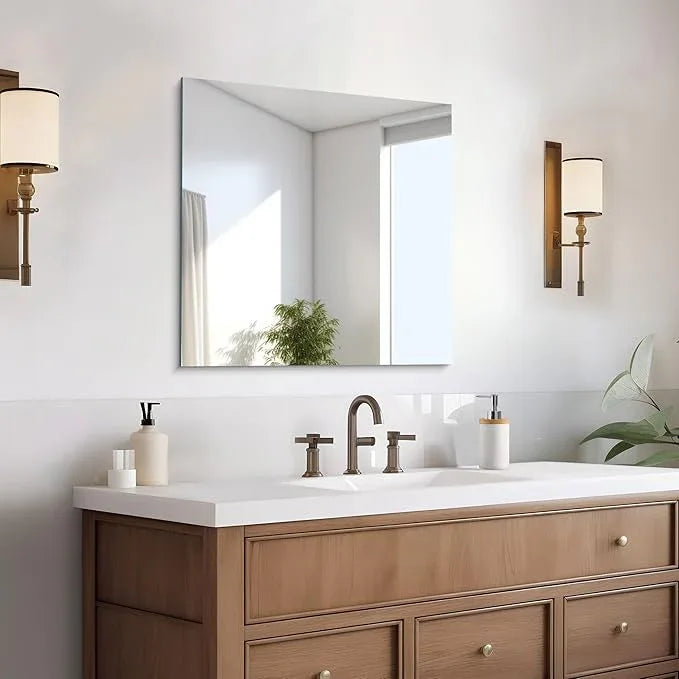 CILIBER Frameless Mirror, 24x24 inch Square Bathroom Mirrors for Wall, Upgraded Shatterproof Vanity Mirror Over Sink with Polished Edge for Bathroom,Bedroom,Living Room and Entryway - ModernBath