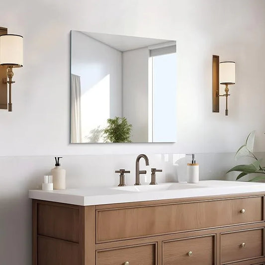 CILIBER Frameless Mirror, 24x24 inch Square Bathroom Mirrors for Wall, Upgraded Shatterproof Vanity Mirror Over Sink with Polished Edge for Bathroom,Bedroom,Living Room and Entryway - ModernBath