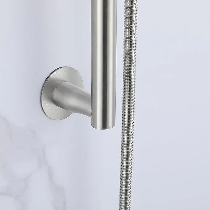 RRAJJ Shower slide bar that is installed by pasting or punching holes，Adjustable height 28 inch of all SUS304 stainless steel Shower Head Holder (all stainless steel- Brushed Nickel) - ModernBath