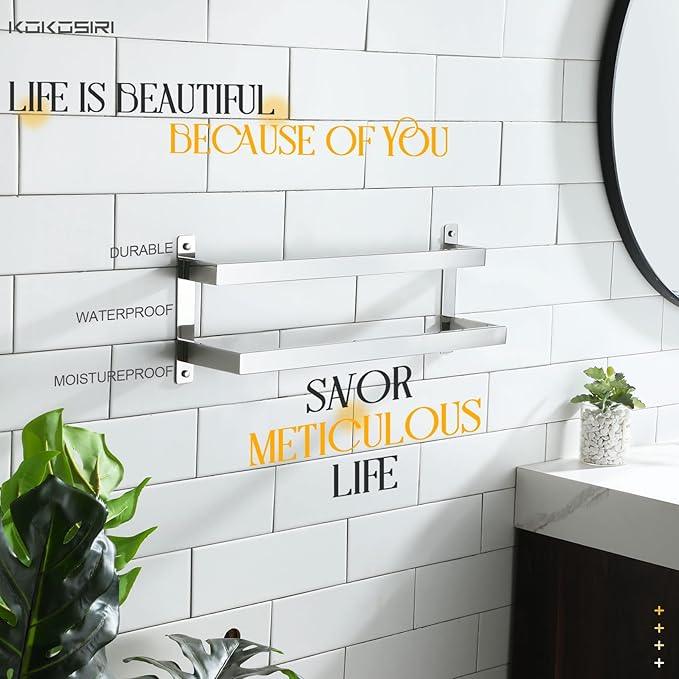 KOKOSIRI Towel Bars Bath Towel Holders 20-Inch Chrome Bathroom 2-Tiers Ladder Towel Rails Wall Mounted Towels Shelves Rack Polished Stainless Steel, B5008CH-L20 - ModernBath