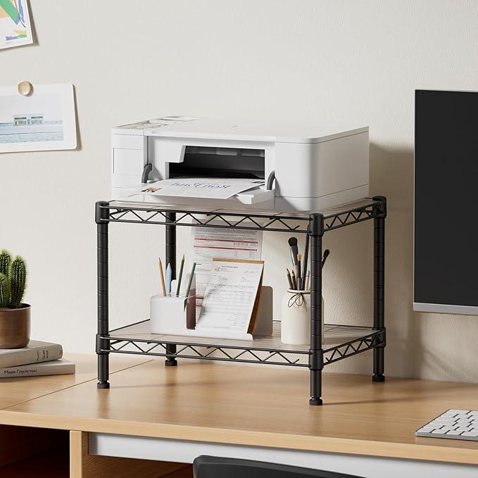 SINGAYE 2 Small Shelves Kitchen Storage Shelf Wire Shelving Unit Metal Shelf Adjustable Organizers Storage Shelving for Office Pantry Black 12" D X 18" W X 12" H - ModernBath
