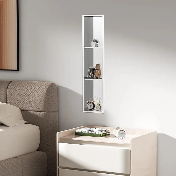 Qeke Stainless Steel Shower Niche 8" X 36", No Tile Needed Wall Niche Three-Tier, Recessed Shower Shelf for Bathroom Storage, Brushed Nickel - ModernBath