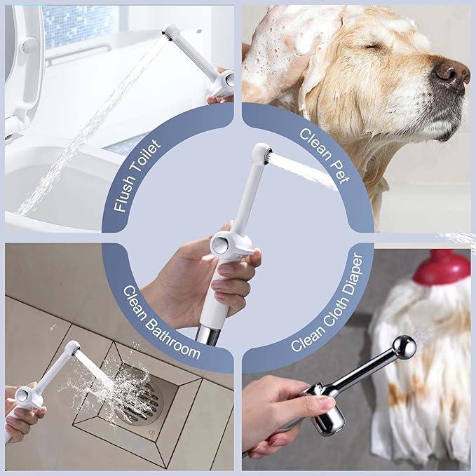 SonTiy Handheld Bidet Sprayer for Toilet, White Cloth Diaper Toilet Sprayer Attachment with Backflow Preventer, Adjustable Water Pressure Toilet Jet Spray for Feminine Wash - ModernBath