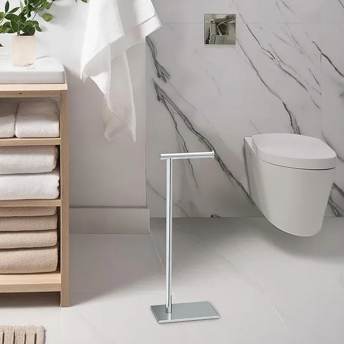 Gatco 1431C Modern Rectangle Base Freestanding Toilet Paper Holder, 21.25" Chrome with Weighted Base - ModernBath