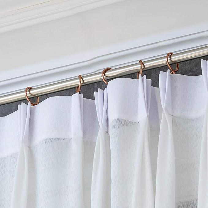 Hotop 30 Pcs Metal Drapery Curtain Rings 0.98/1.26/1.65 inch Interior Diameter and 30 Pcs Hanging Curtain Drapery Pin Hooks for Window Door Shower(Red Bronze,32 mm) - ModernBath