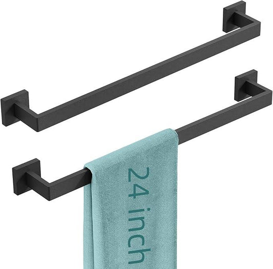Bathroom Towel Bar,24 Inch Towel Racks for Bathroom Wall Mounted,Stainless Steel Towel Rail Hanger for Wall,Matte Black Towel Holder for Wall, Kitchen(2 Pack) - ModernBath