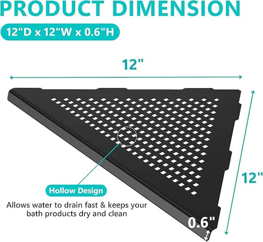 2 Pack Bathroom Corner Shelf, Recessed 12" Corner Shower Shelf, SUS304 Stainless Steel Triangular Wall Mount, No Drilling, Matte Black - ModernBath