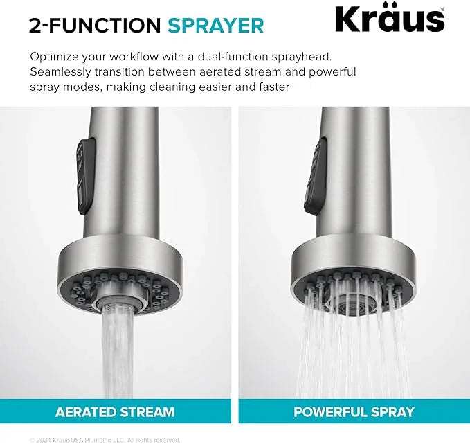 KRAUS Bolden 2-Function Single Handle Pull Down Kitchen Faucet in Matte Black, KPF-1616MB - ModernBath