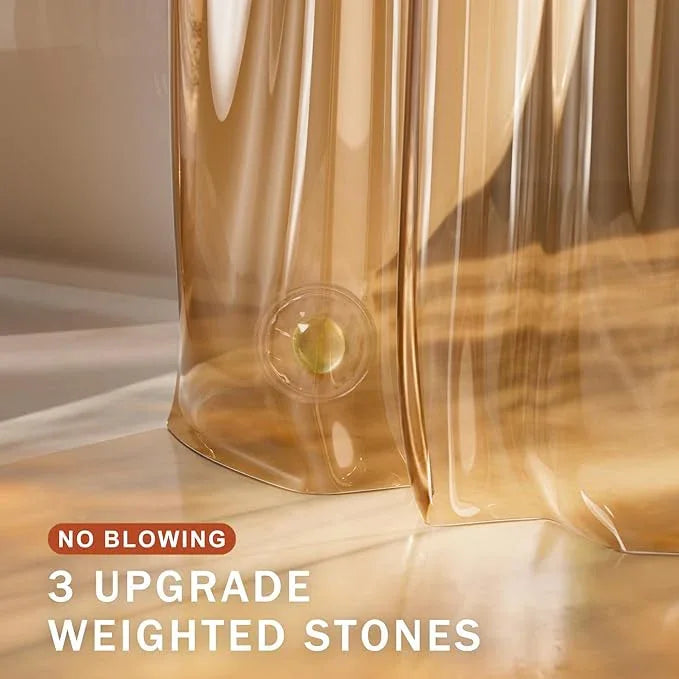 AmazerBath Shower Curtain Liner, EVA Clear Orange-Brown Heavy Duty Shower Curtain and Liner 2-in-1, 72x72 Luxury Plastic Weighted Bathroom Shower Liner, 12 Rustproof Grommets & 3 Heavyweight Stones - ModernBath