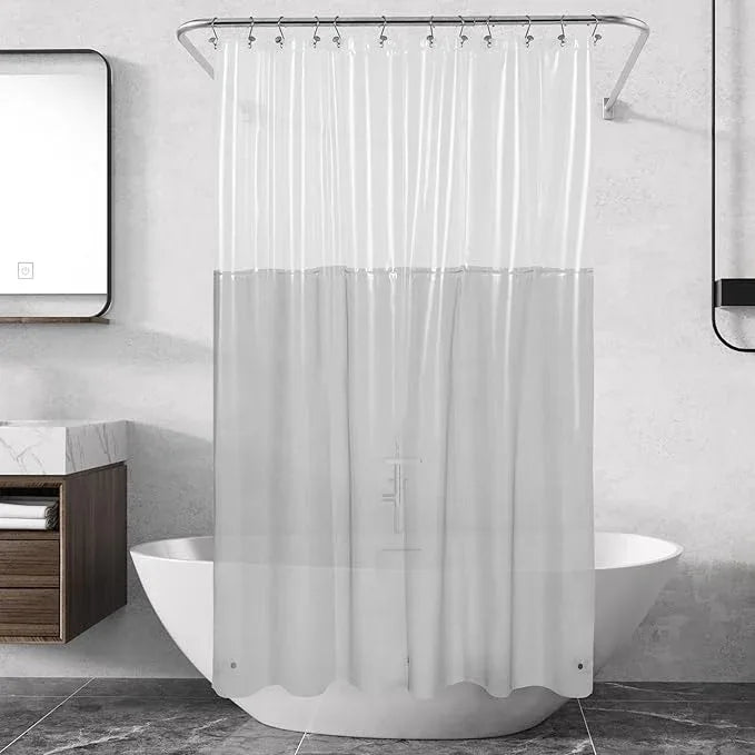 Shower Curtain Liner with 3 Magnets - Heavy Duty PEVA Plastic Shower Curtain for Bathroom, Waterproof Vinyl & See Through Liner, Metal Grommets - Color Block Clear/Black, 72x72 - ModernBath
