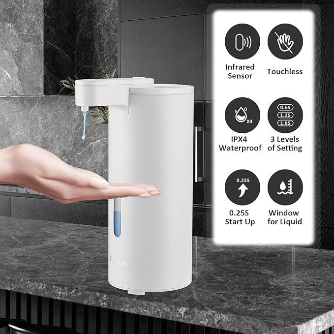 Automatic Soap Dispenser, Automatic Soap Dispenser Touchless, Kitchen & Bathroom, 3 Adjustable Volume for Liquid Soap, Water-Resistant, Hotel, Restaurant and School, Clog-Free, White - ModernBath
