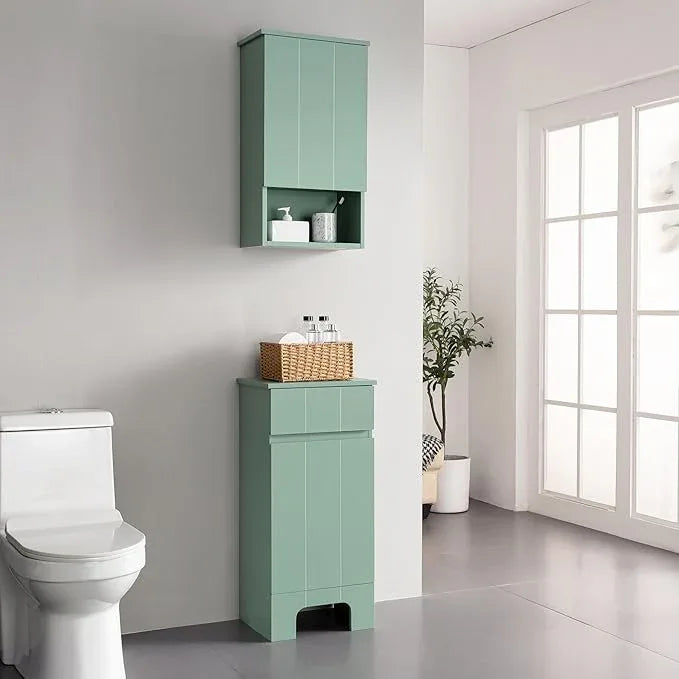 Bathroom Wall Cabinet with Single Door, Soft-Close Hinges, 15x27 inch Wooden Medicine Cabinet for Small Kitchen, Laundry, Entryway, Durable MDF Construction - ModernBath