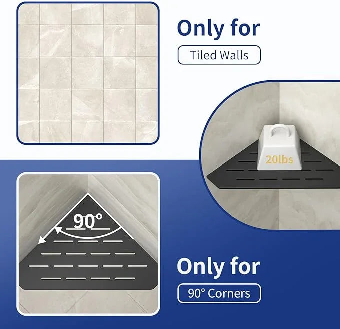 Corner Shower Shelf 10" Matte Black 304 Stainless Steel Pentagonal Heavy Duty Floating Corner Sheves Slot Design Recessed Bathroom Shelf for Tiled Wall 2 Pack, No Drilling Needed - ModernBath