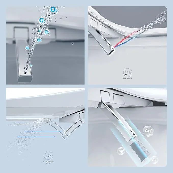 R&T V3200 Elongated Bidet Toilet Seat, Electric Bidet Seat with Adjustable Warm Water, Air Dryer, Heated Seat, Night Light, Deodorization - ModernBath