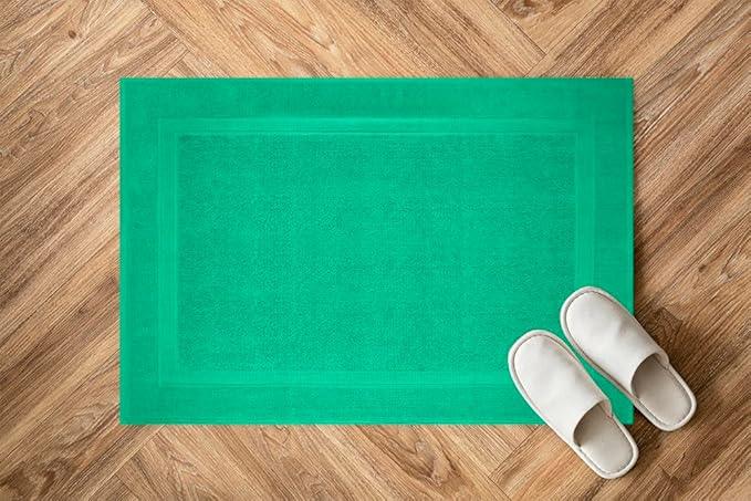 Infinitee Xclusives Premium Cotton Bath Mats for Bathroom – Pack of 2 | 34x22 Inches | Ultra Soft, Super Absorbent, Non-Slip, Machine Washable Mats (Vivid Green) [Not a Rug] - ModernBath