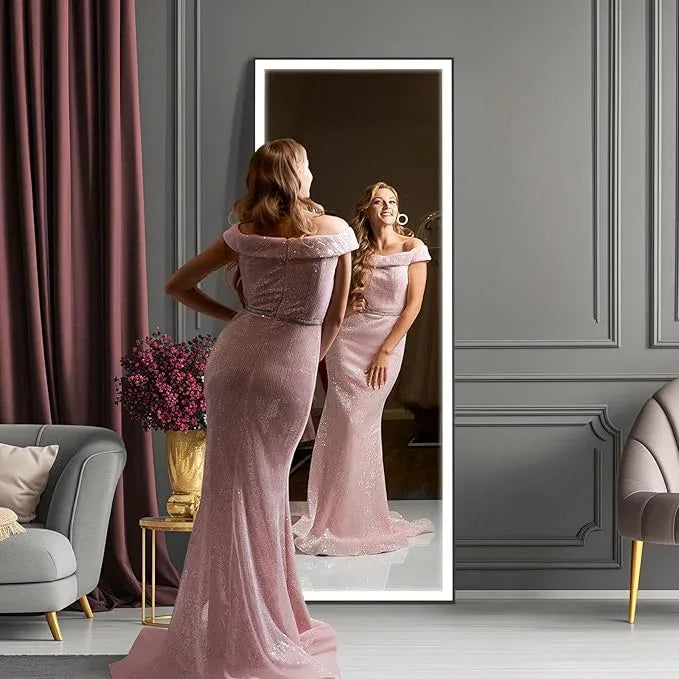 Kosmonia 71x24 Full Length Mirror, Dimmable 3 Color LED Light w/Light Memory, Distortion Free Silver Coating Mirror, HD Reflection &Anti Desilvering,Tempered Glass &Shatter Proof Film Doubles Safety - ModernBath