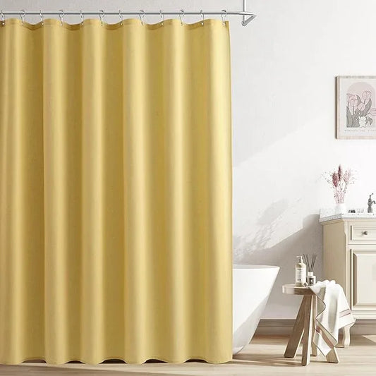 Naturoom Yellow Linen Shower Curtain, Country Boho Farmhouse Bath Decor Shower Curtains Neutral Cloth Weighted Textured Fabric Bath Curtain Liner with Hooks, 72x84 - ModernBath