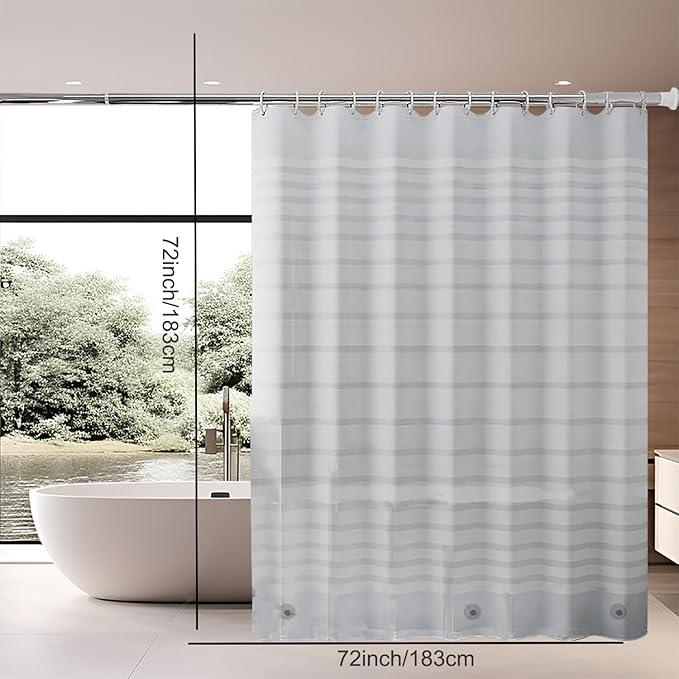 TIKABC Shower Curtain Liner, 4G PEVA Shower Liner, Plastic Waterproof Shower Curtains, 72x72 inch with Grommet Holes 3 Magnetic Weights - ModernBath