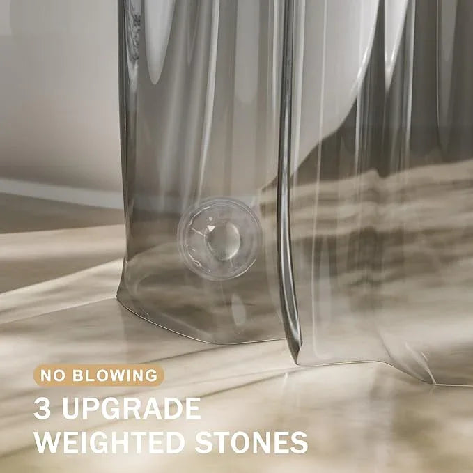AmazerBath Shower Curtain Liner, 100% EVA Luxury Soft Clear Grey Heavy Duty Shower Curtain and Liner 2-in-1, 72x72 Plastic Weighted Bathroom Shower Curtain, 12 Rustproof Grommets & Heavyweight Stones - ModernBath