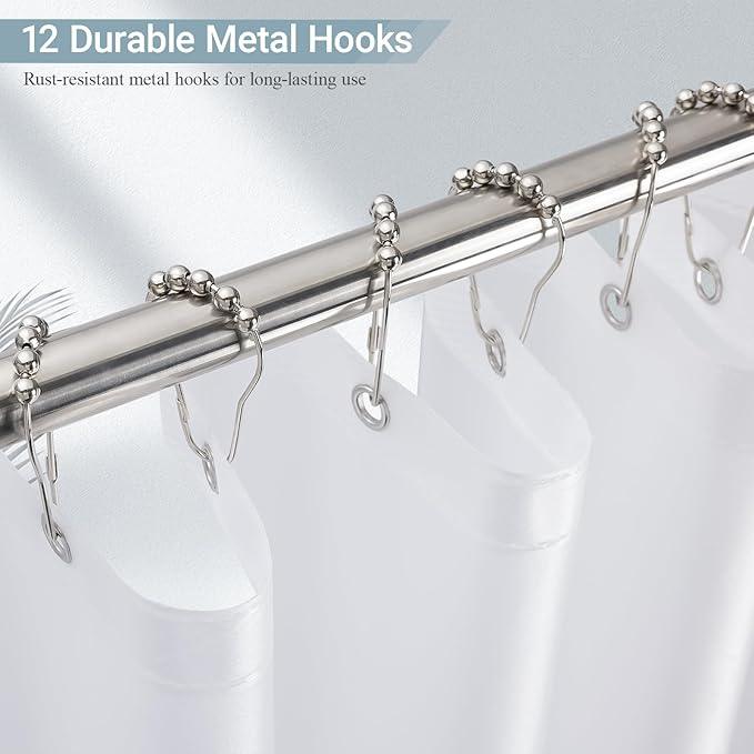 HOUSEWELL Starry Glitter Shower Curtain Liner 72×72, Heavy Duty 8G PEVA 3-Layer Waterproof Bathroom Curtain with Frosted & Clear Design, EVA Liner with 3 Magnets & 12 Hooks - ModernBath