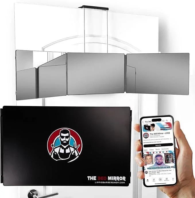 The 360 Mirror - 3 Way Mirror for Self Hair Cutting - Adjustable Trifold Barber Miror to Cut Your Own Hair - Tri Fold Self Haircut System for Men and Women Braiding - Three Sided Miror for Haircuts - ModernBath
