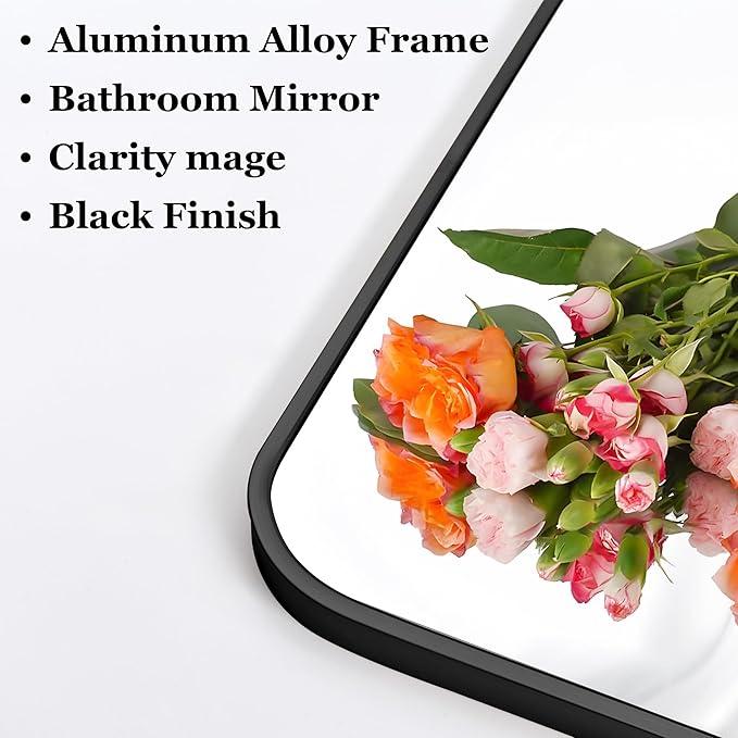 DESBING 36" x 48"Bathroom Mirror, Matte Black Wall Mirror with Metal Frame, Decorative Rectangular Vanity Mirror for Bedroom Bathroom Living Room Entryway (Horizontal/Vertical) - ModernBath
