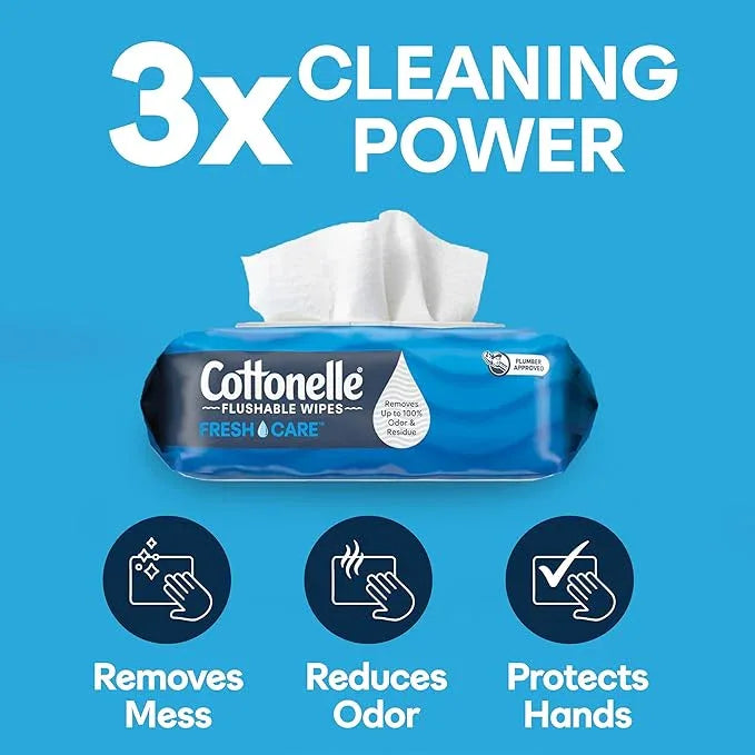 Cottonelle Fresh Care Flushable Wet Wipes, Adult Wet Wipes, 4 Flip-Top Packs, 42 Wipes Per Pack (168 Total Wipes), Packaging May Vary - ModernBath