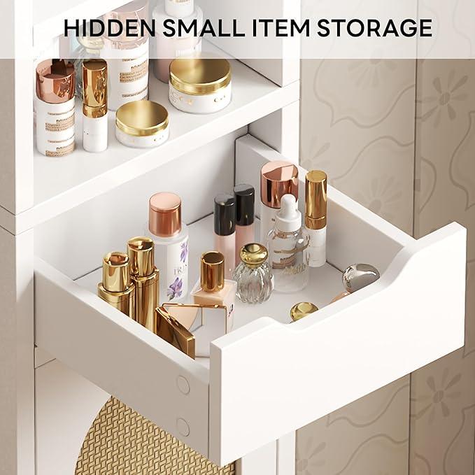 LIKIMIO 69" H Tall Bathroom Storage Cabinet with 2 Doors & 1 Drawer, Narrow Adjustable Shelves & Pull-Out Tissue Holder, Slim Freestanding Cabinet for Small Spaces, Kitchen, Entryway, White - ModernBath