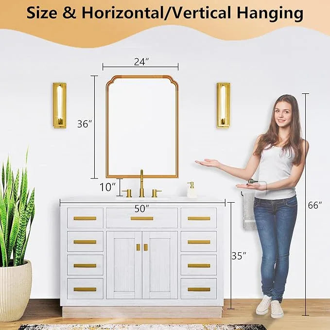 Ferytange Wood Mirror for Bathroom, 24" x 36" Rustic Bathroom Mirrors for Wall Decorative for Living Room or Bedroom Vanity Mirror (Natural Color) - ModernBath