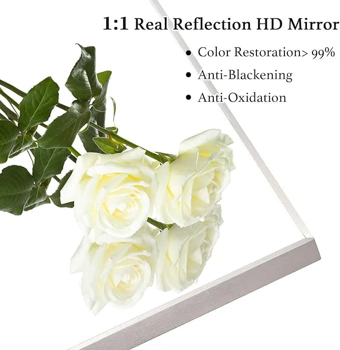 LEDLUX 20x36 Inch Silver Bathroom Mirror - Copper-Free Mirror, Aluminum Alloy Frame Vanity Rectangle Wall Mounted Modern Mirror for Bedroom/Living Room/Porch Horizontal or Vertical - ModernBath