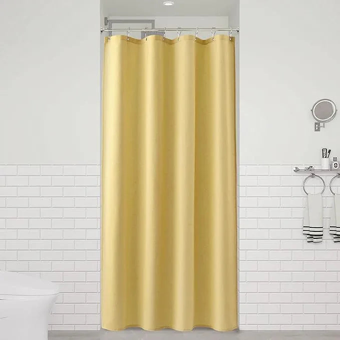 Naturoom Yellow 42 Inch Shower Curtain - Stall Narrow Half Linen Ultra Thick Fabric Shower Curtain Set with Hooks, Boho Farmhouse Rustic RV Camper Bath Curtains for Bathroom, 42x72 - ModernBath