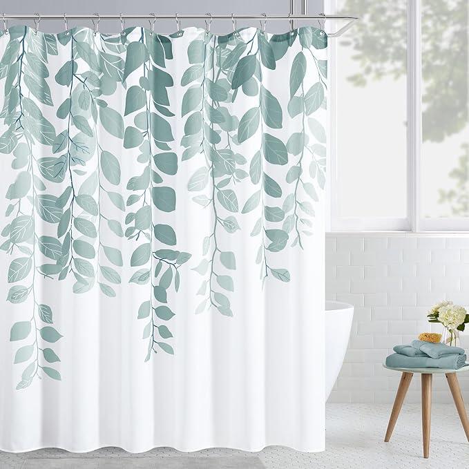 BOODII Light Blue Shower Curtain for Bathroom Botanical Eucalyptus Nature Eucalyptus Shower Curtain Set Floral Leaves Waterproof Bathroom Bath Curtains with Hooks 72x72 - ModernBath