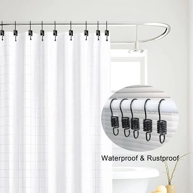 12 PCS Set of Shower Curtain Hooks, Spiral Hard Spring Shower Curtain Rings, Decorative Silver Shower Curtain Hook Rings, Rust Proof Shower Curtain Rings, Shower Curtain Hooks, Black - ModernBath