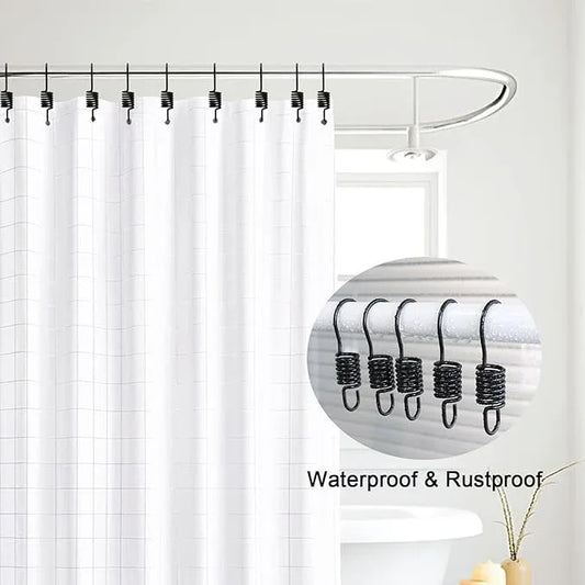 12 PCS Set of Shower Curtain Hooks, Spiral Hard Spring Shower Curtain Rings, Decorative Silver Shower Curtain Hook Rings, Rust Proof Shower Curtain Rings, Shower Curtain Hooks, Black - ModernBath