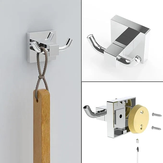 Ruacq Chrome 4pcs Bathroom Hardware Set-Toilet Paper Holder-Towel Ring -Towel Hooks for bathrooms-18 Inch Towel Bar Stainless Steel Wall Mounted, Bathroom Accessories Set - ModernBath