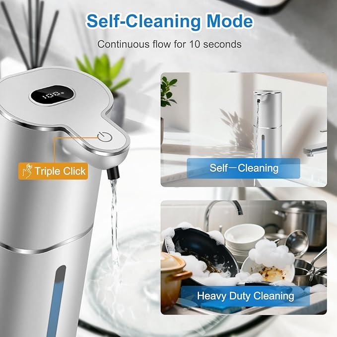 Automatic Foaming Soap Dispenser with Digital Display, 6-Level Foam Adjustable, Rechargeable, 12.8oz/ 380ml Wall Mounted Touchless Hands Free Auto Dispenser for Kitchen, Bathroom, Hotel, Restaurant - ModernBath