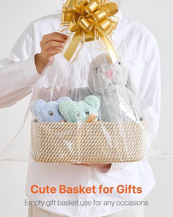 Small Woven Basket, 12 x 8 x 4.5 Inches, Storage Basket for Organizing, Cute Small Rope Shelf Closet Cube Storage Bins Baskets for Shelves, Dog Toy Gift Baskets Empty, 3 Pack Brown - ModernBath