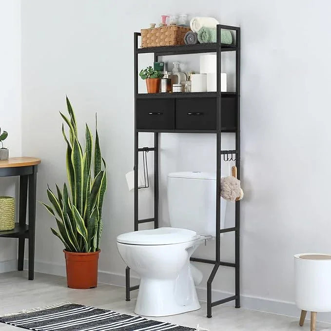YBING Black Over The Toilet Storage Cabinet, Over Toilet Bathroom Organizer Freestanding, Above Toilet Storage Cabinet, Over Toilet Storage Shelf with Drawers - ModernBath