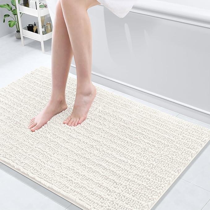 Arotive Luxury Chenille Bathroom Rug Mat, Extra Soft Thick Absorbent Shaggy Bath Rugs, Non-Slip Machine Wash Dry, Plush Bath Mats for Bathroom, Shower and Tub, 45x27, Ivory - ModernBath