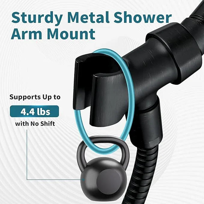 BRIGHT SHOWERS All Metal Handheld Shower Head Holder, Adjustable Shower Arm Mount with 360 Degree Rotatable Brass Ball Joint and Hose Connector, Universal Wall Hook Bracket, Oil Rubbed Bronze - ModernBath