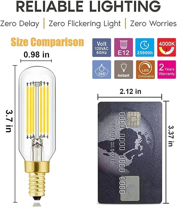 Leools Dimmable t6 led Bulb 60W Candelabra led 4000K Clear 600lm 6W e12 Edison Bulb Neutral White 12Pack - ModernBath