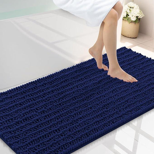Smiry Bathroom Rugs Mat 47x24, Extra Soft Absorbent Chenille Bath Rugs, Non Slip Rubber Backing Machine Washable Quick Dry Bath Mats for Bathroom Floor, Tub, Shower, Home Decor Accessories, Navy Blue - ModernBath