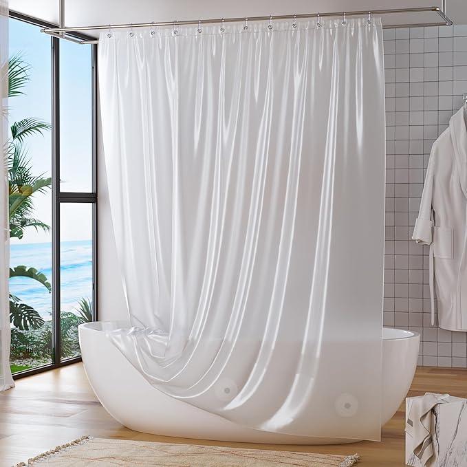 Titanker Extra Long Shower Curtain Liner 72 x 84 Plastic Frosted Shower Liner Waterproof Shower Curtain Liner PEVA Shower Curtains for Bathroom with Magnets and Rustproof Metal Grommets - ModernBath