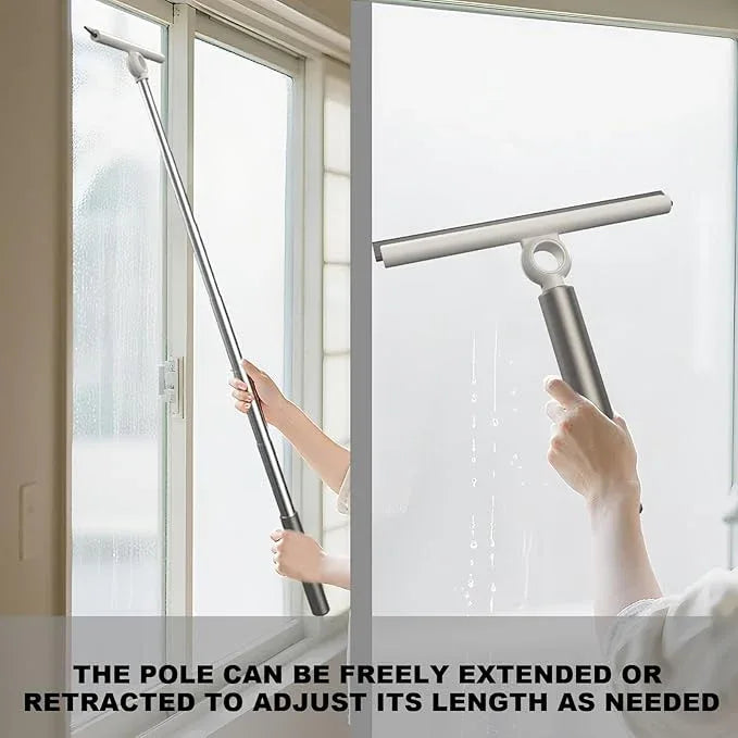 EHOMGUI Extendable Shower Squeegee for Glass Doors, Shower Squeegee with 10-Inch Silicone Blade, Telescoping Handle for Windows and Shower Glass, Silver - ModernBath