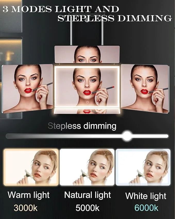 Aokoka 5 Way Mirror with Light for Self Hair Cutting, 360° Barber Mirror for Men Shaving, Makeup Mirror with Height Adjusta for Braiding Hair Styling Dye Hair for Women - ModernBath
