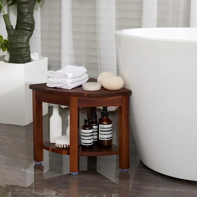 HouseJoy Corner Shower Bench with Shelf, Corner Shower Stool for Shaving Legs, Shower Foot Rest Waterproof Bathroom Bench -Bath Seat, Spa Foot Rest Shaving Stool Corner - ModernBath