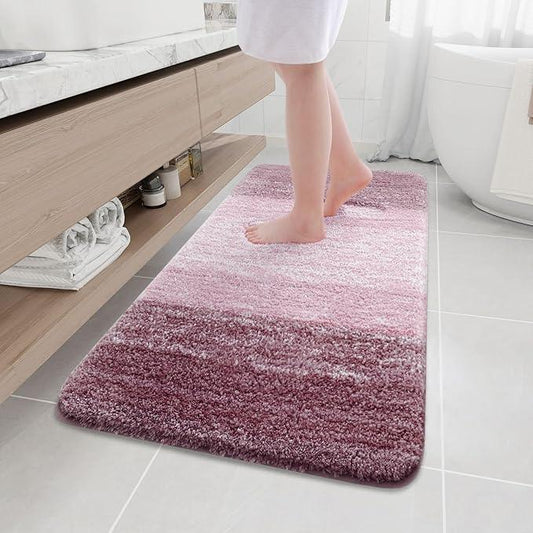 Arotive Microfiber Bathroom Rugs, Shaggy Soft and Absorbent Bath Rug, Non-Slip, Thick Plush Machine Washable Dry Bath Mats for Bathroom, Tub and Shower, 47x24, Mauve, Rectangular - ModernBath